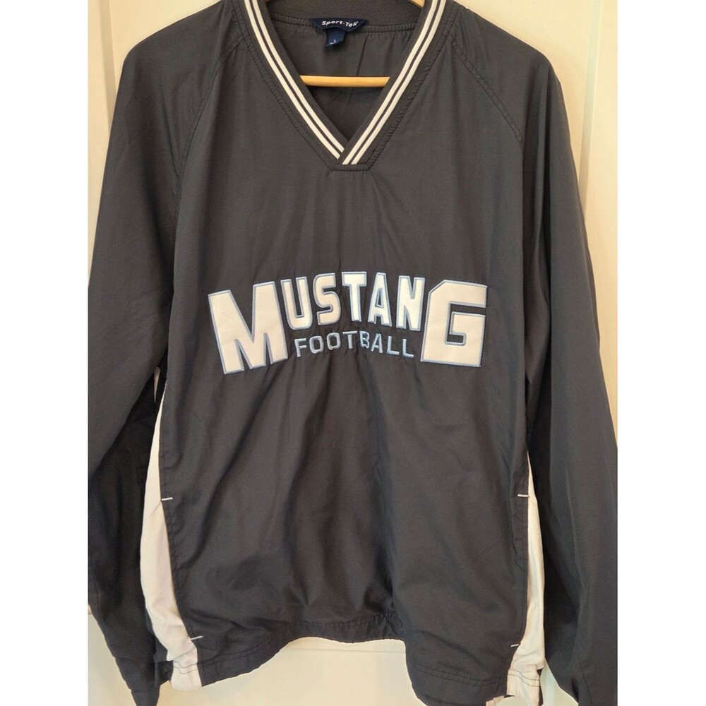 Sport-Tek Mustang Football  Windbreaker Men's Jacket Gray L Y2K Streetwear Sport
